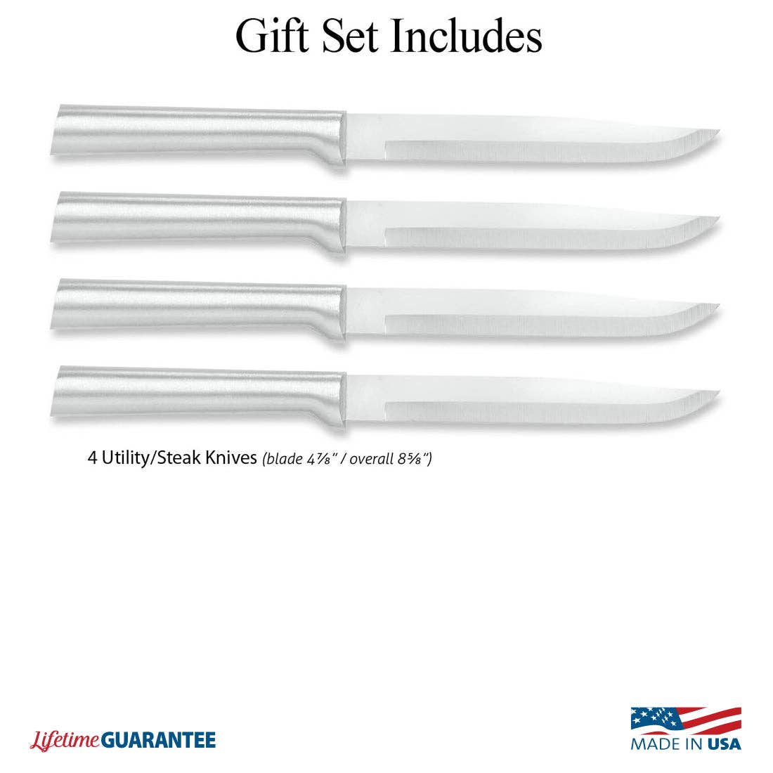 Rada Cutlery - Wholesale Knife Set - Silver Four Utility/Steak Knives Gift Set2