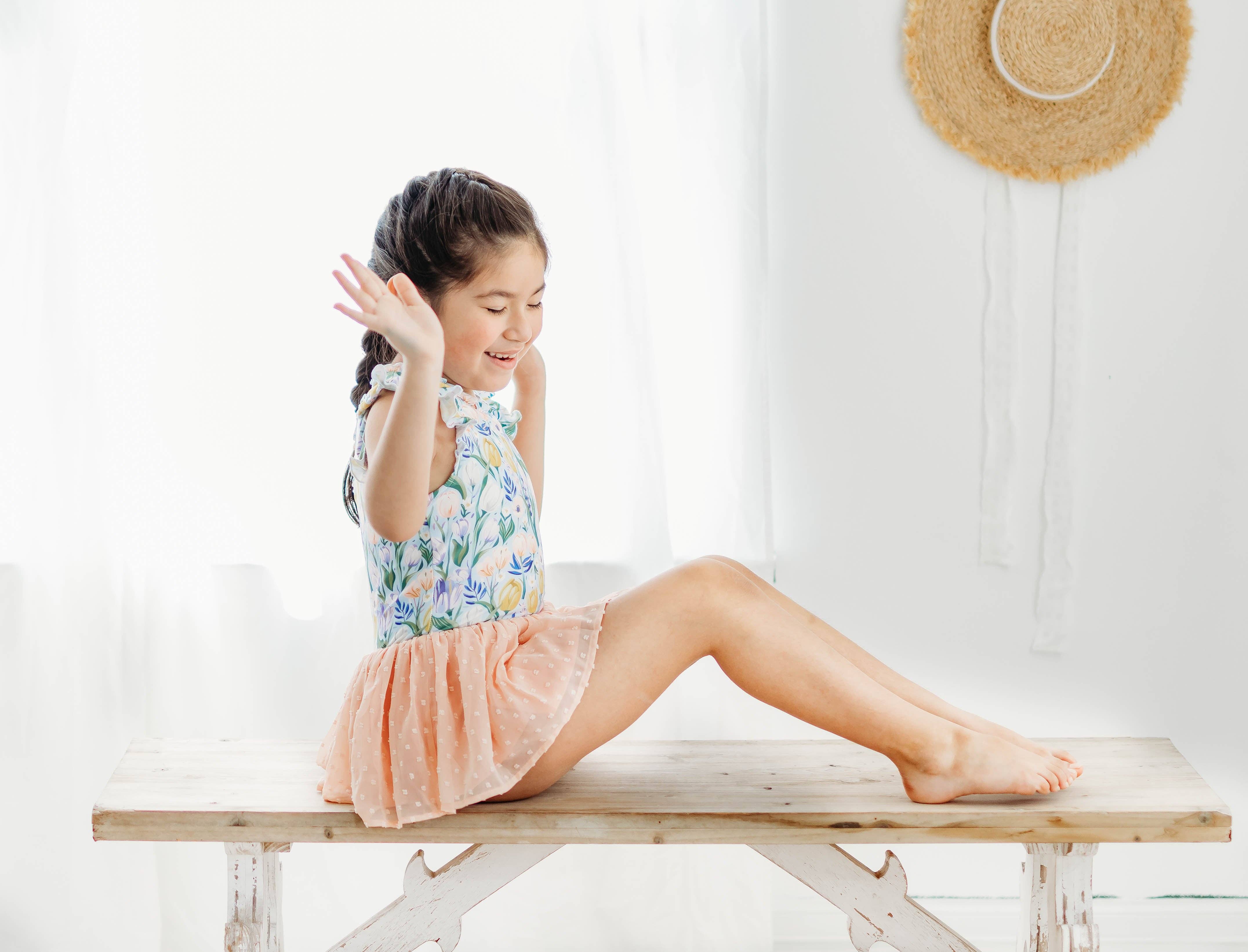 Cheeky Plum – Großhandel Gymnastikanzug – Kinder – Farrah Leotard - Funkelnde Tulpen9