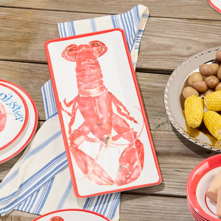 Certified International - Wholesale Platter - Beach House Lobster Rectangular Platter 19" x 8"3
