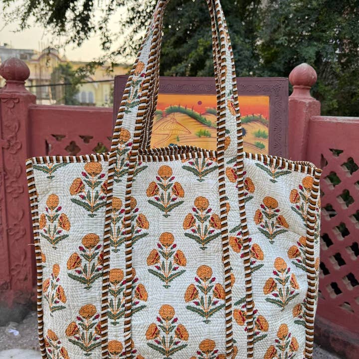 bhavnas boutique - Wholesale Tote bag – Women's - Party Wear Girls Bag Tote Bag Floral Printed Quilted Cotton 5