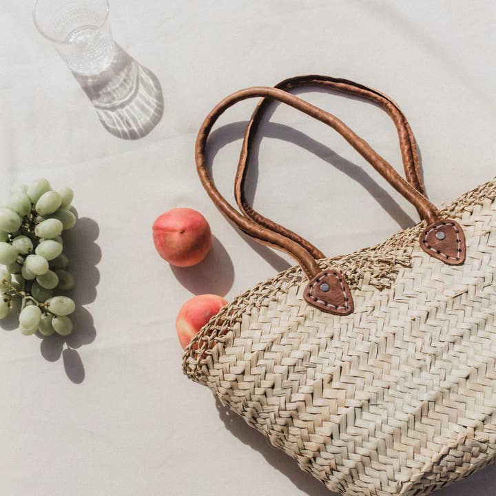 Melecraft - Wholesale Tote Bag - Women's - Lace Straw Bag, Market Tote, Handmade with Leather