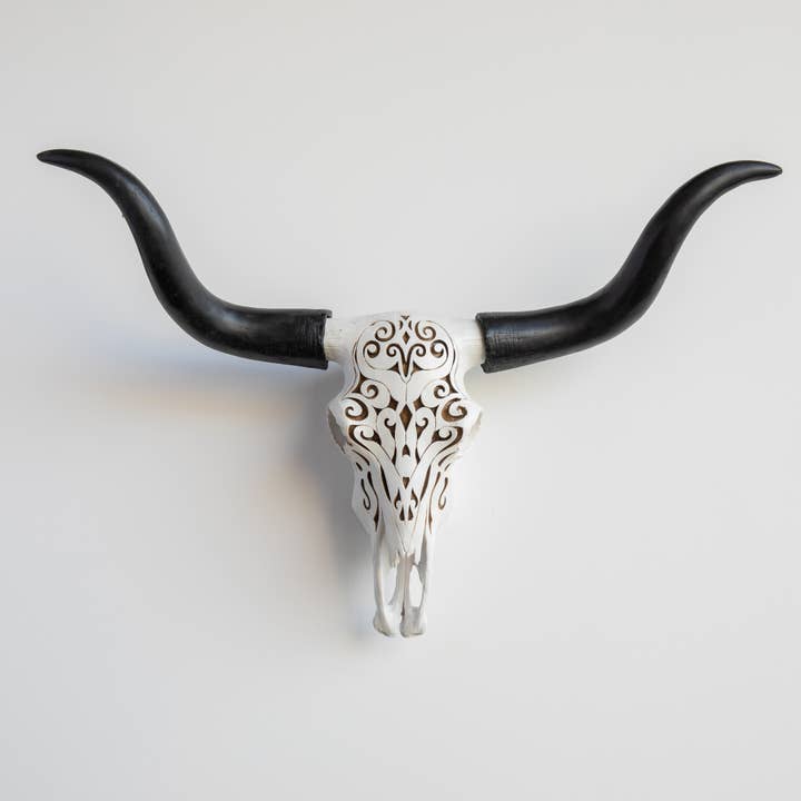 Faux Decorative Carved Texas Longhorn Wall Mount for wholesale by Near and Deer