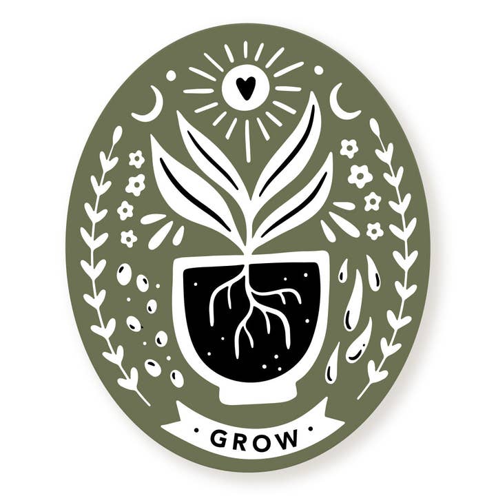 Grow Gardening or Plant Club Vinyl Sticker for wholesale by A Fink & Ink