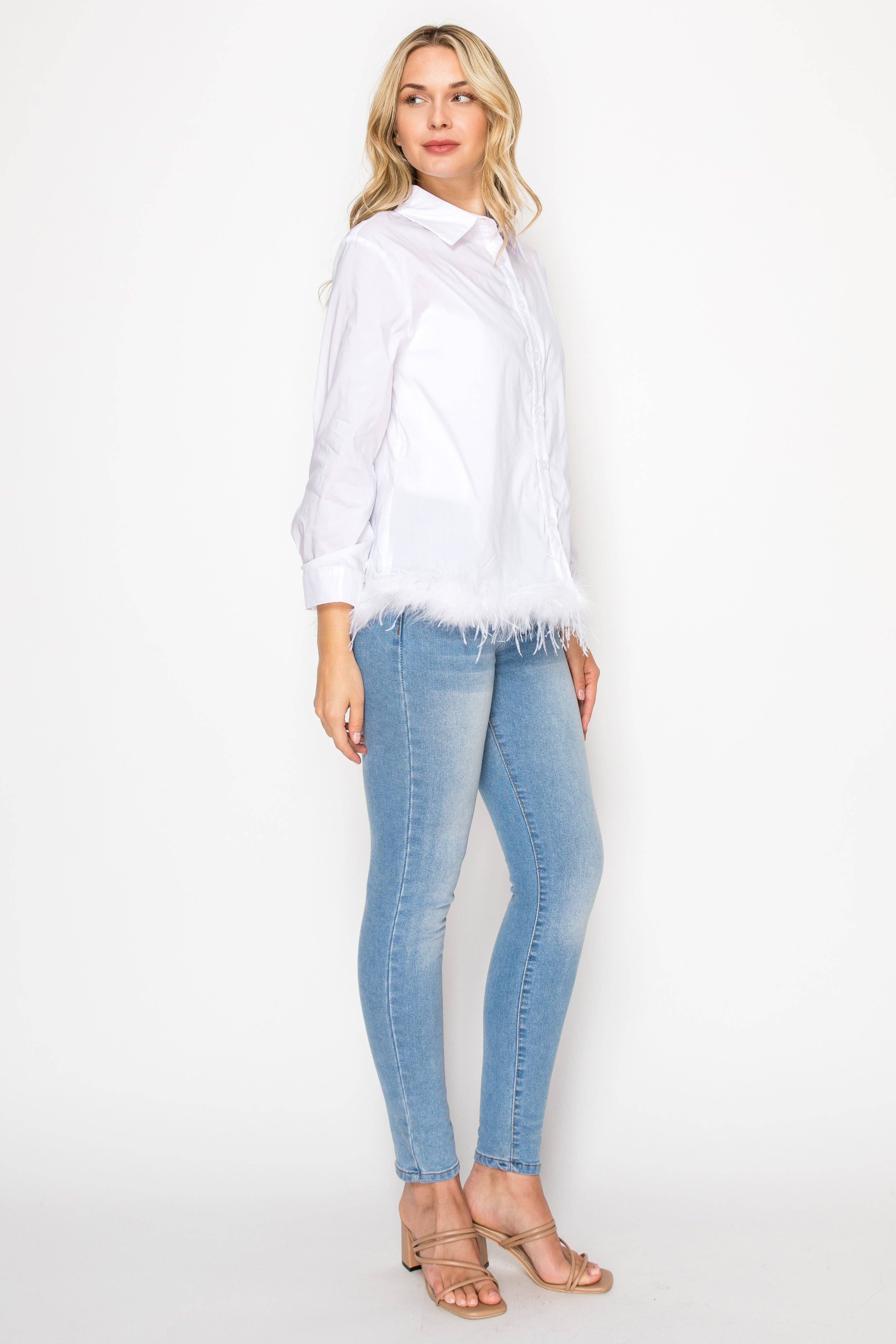 Joh Apparel – Engroshandel Skjorte med buttondown – til kvinder – Janess fjerprydede top7