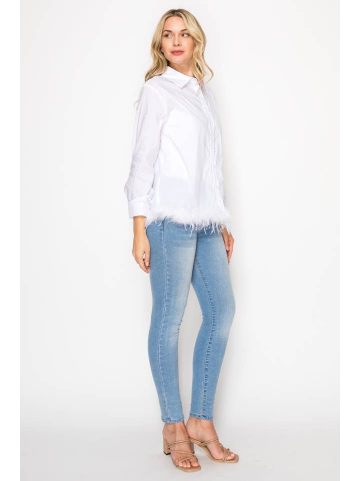 Joh Apparel - Wholesale Button Down Shirt - Women's - Janess Feathered Top7