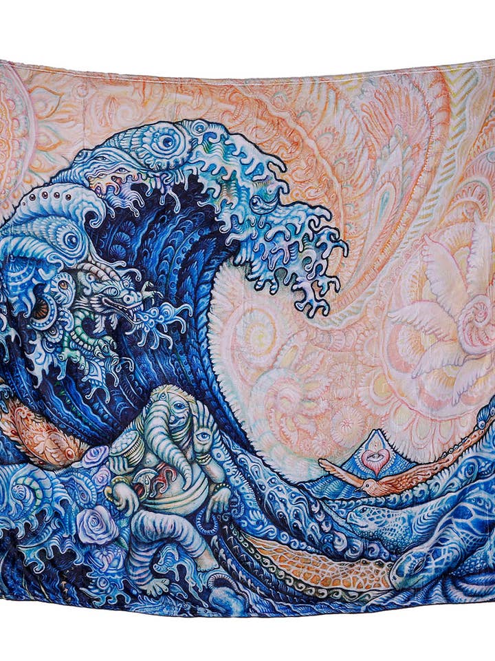 Great Wave Queen Size Fleece Blanket 60x80" for wholesale by Sunshine Joy