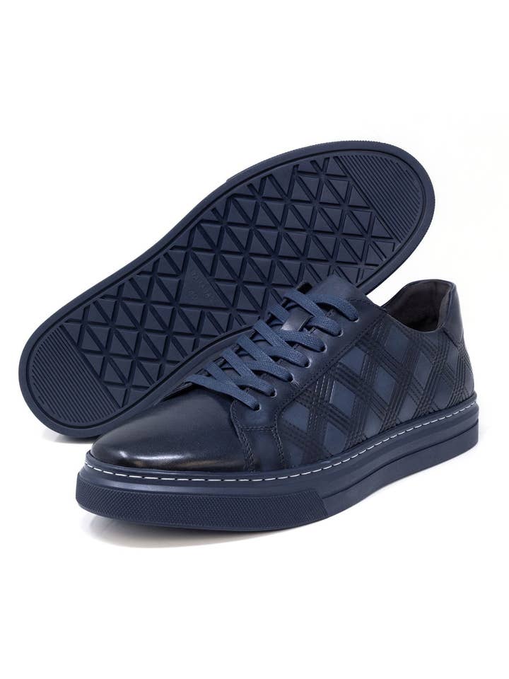 BARABAS - Wholesale Lifestyle Sneakers - Men's - Men's Checkered Lace-up Leather Sneakers 5SH0925