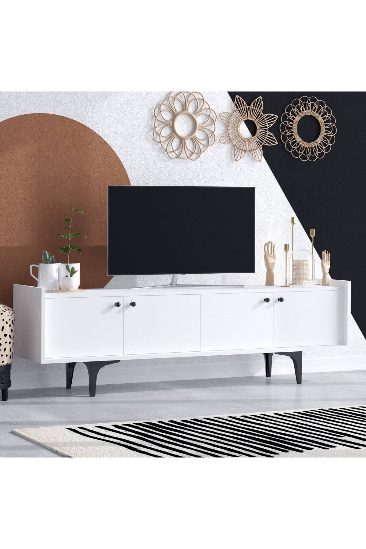 Multi Colored Decormet Atlas TV Stand Dec0043 White for wholesale on Faire5