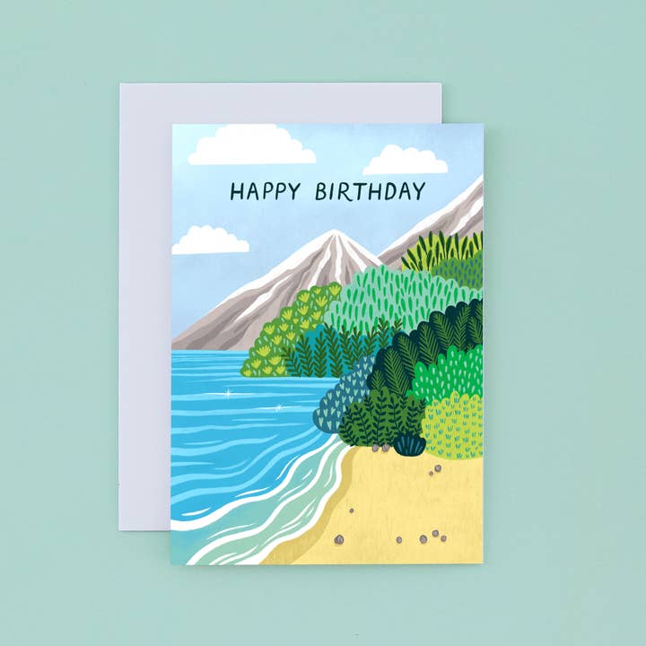 Serene Beach Seaside Birthday Card, Highly Popular (6 Cards) for wholesale by Pear Tree Press