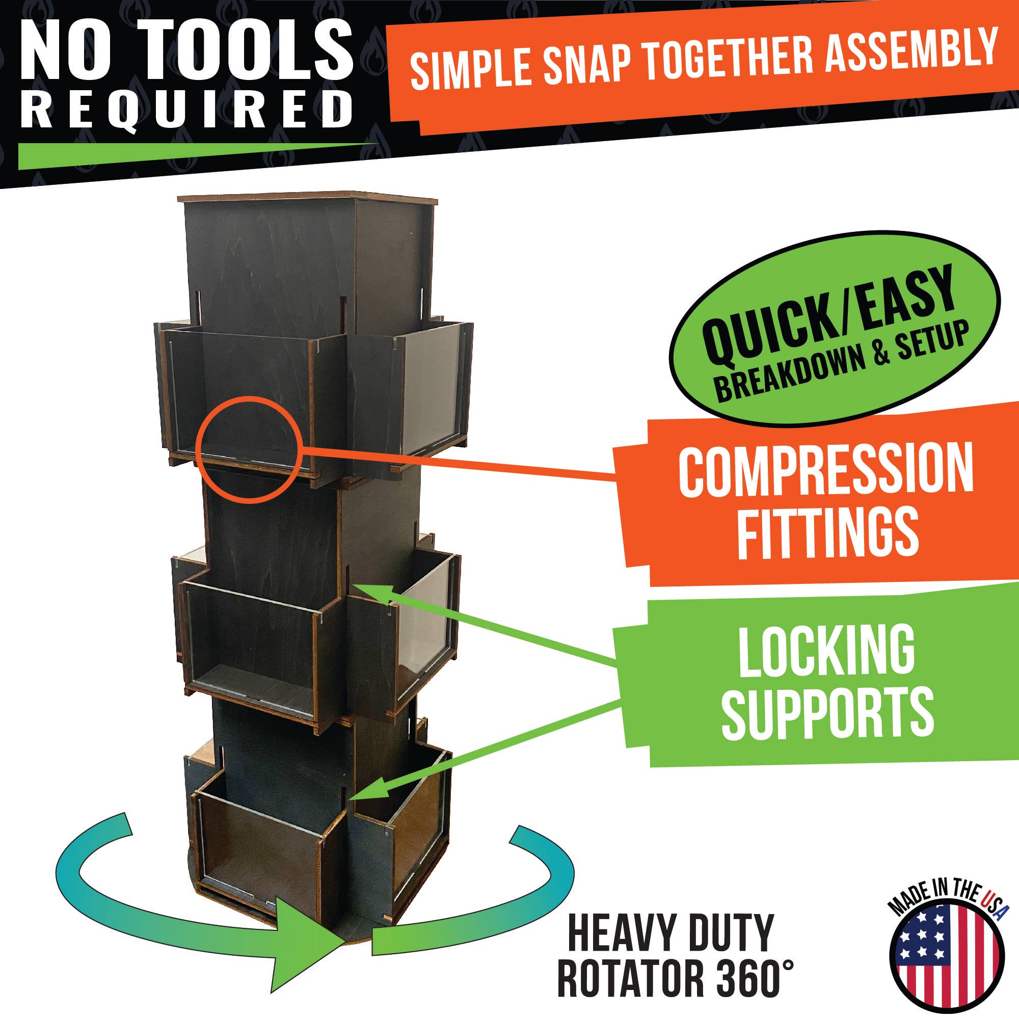 Torched Displays – wholesale Retailer display stand/case – Rotating Greeting Card Display Stand - 3 Tier9