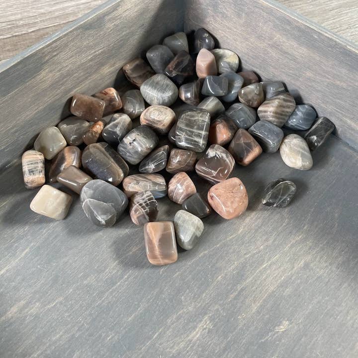 Keystone Crystals - Wholesale Spiritual Stone/Crystal - Black Moonstone Tumbled Stones – 1 lb Wholesale Lot1