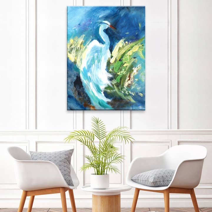 Heron in Color' Ready2hangart Canvas by Leslie Owens por atacado de Ready2hangart, Inc.