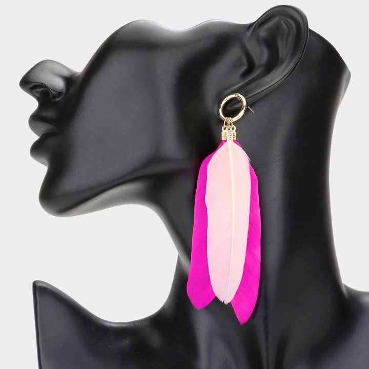 Sensibling Corp. - Vente Boucles d'oreilles pendantes - Boucles d'oreilles pendantes à trois plumes5