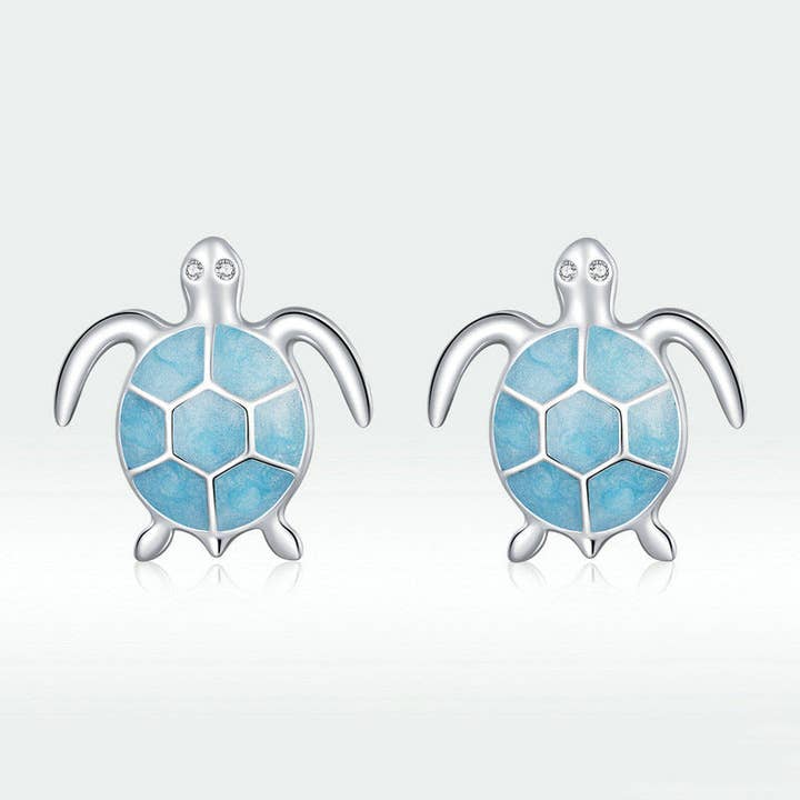 Perimade & Co. LLC - Wholesale Stud/Post Earrings - Blue Sea Turtle Stud Earrings in Solid Copper