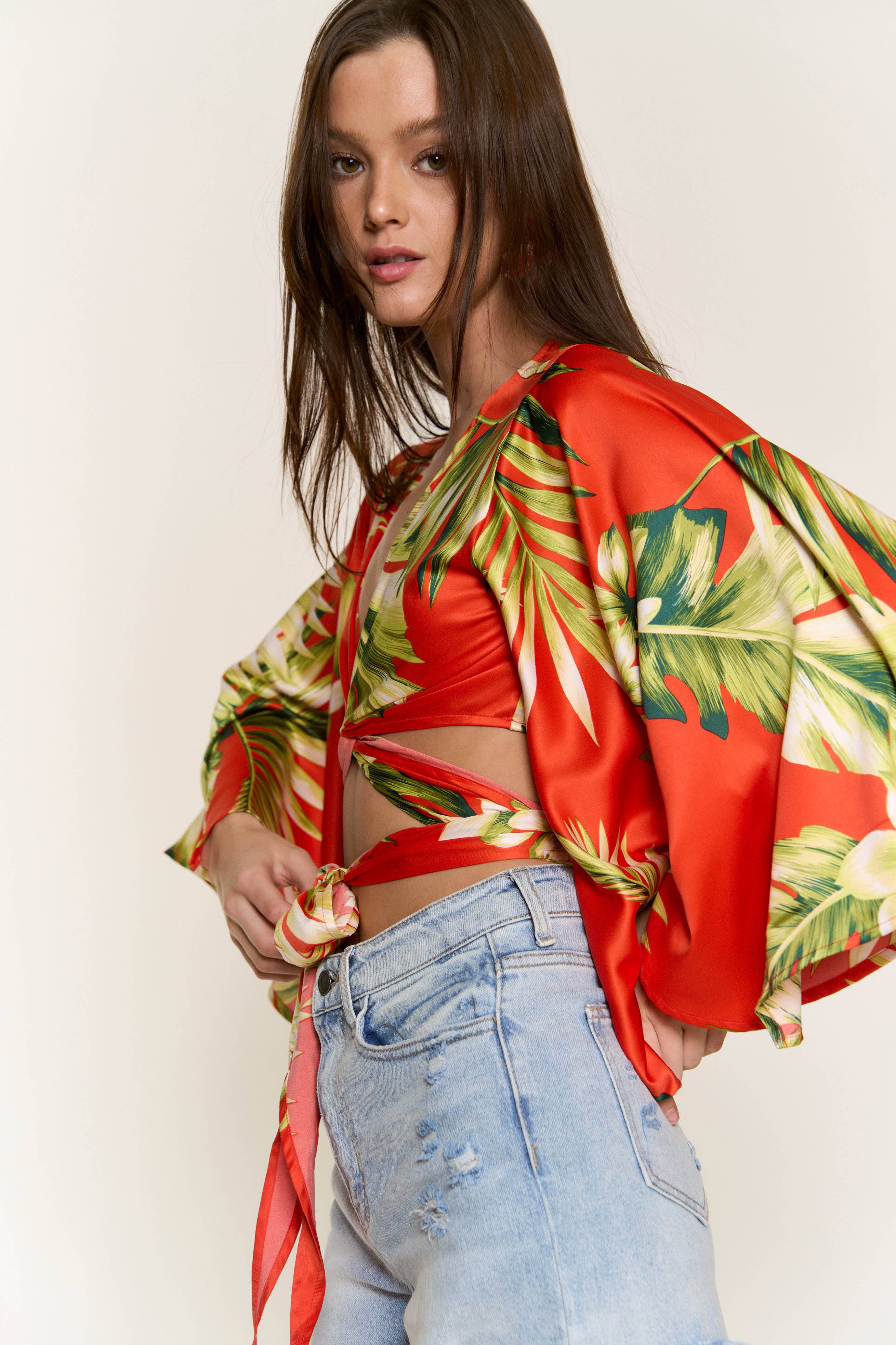 RED SATIN PADDED BRA FLAIR SLV CORSET TOP for wholesale on Faire4