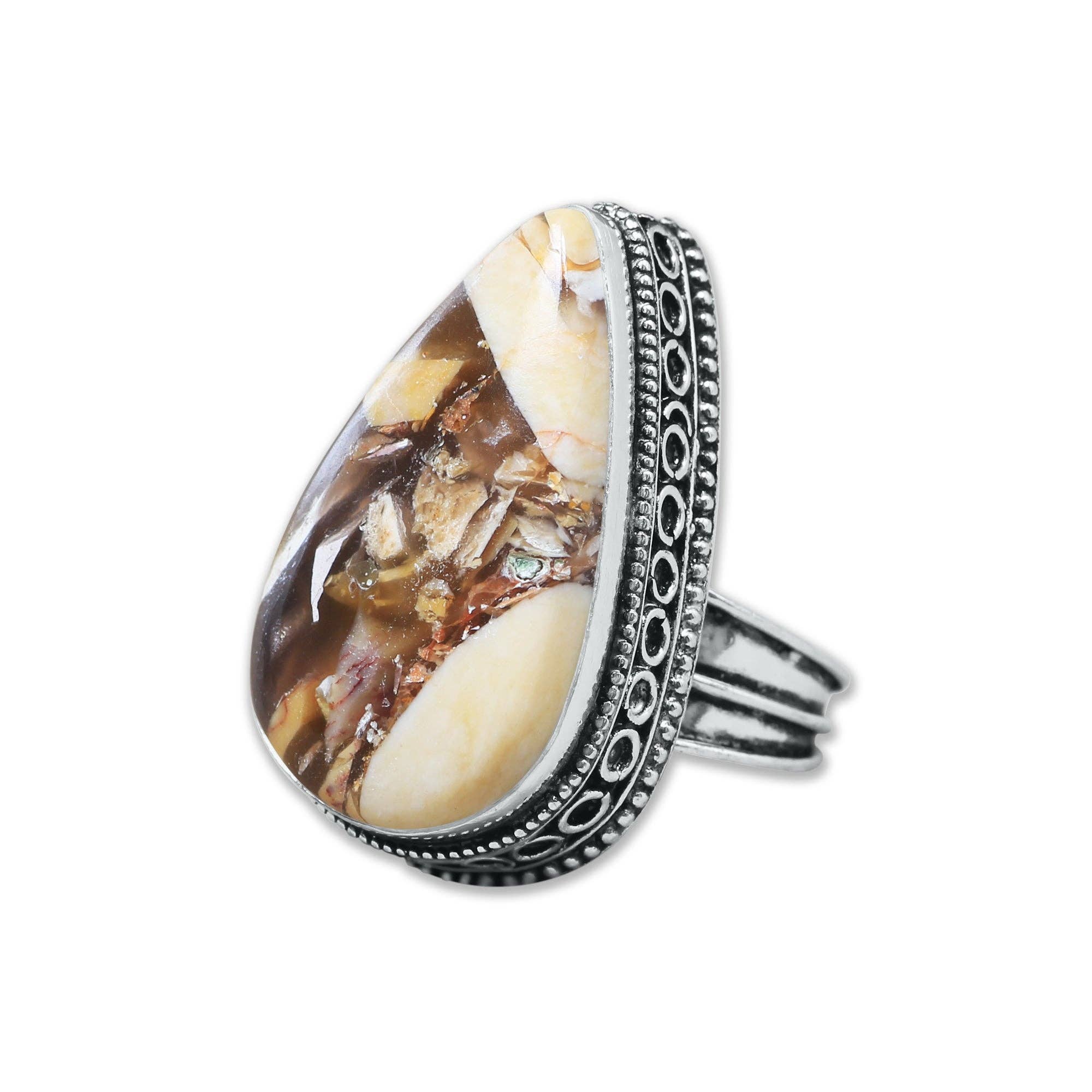 Handmade Jewels – wholesale Cocktail/statement ring – Artisanal Silver-Plated Statement Rings – Assorted Gemstones with Designer Bands (US Sizes 6–10, Non-Adjustable)4