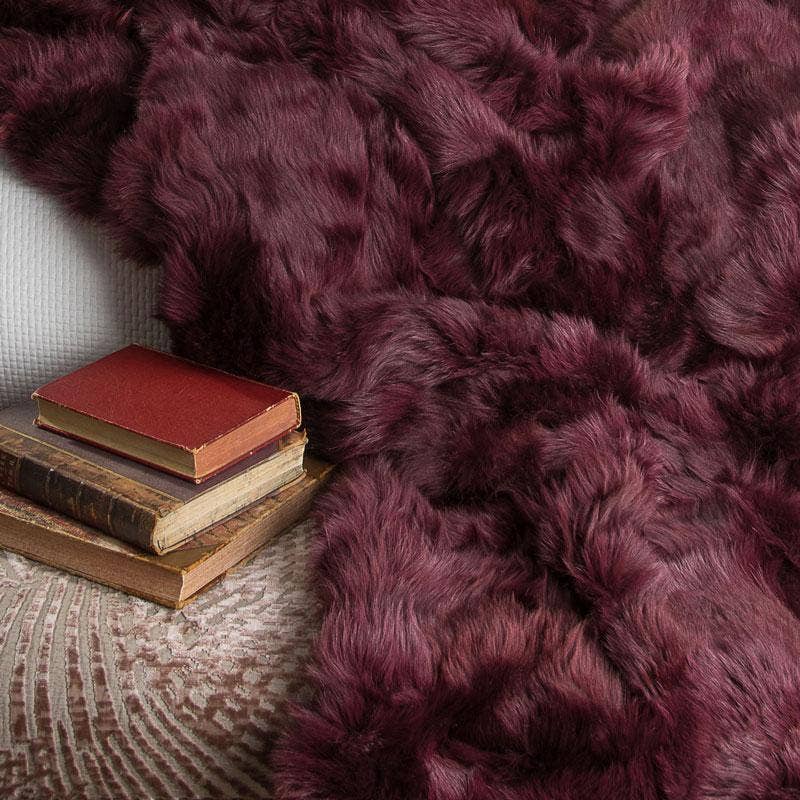 Wildash London - Wholesale Throw blanket - Bordeaux Toscana Shearling Throw | Rug | 130cm x 160cm1
