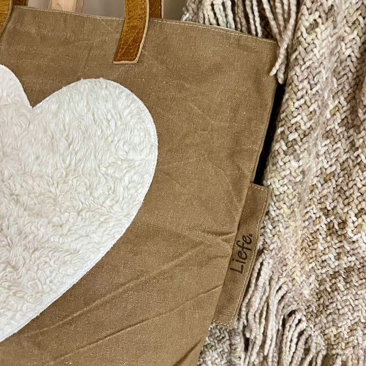 Liefe NL - Wholesale Tote Bag - Women's - ShopperBag Teddy heart (vintage dark canvas) NEW3