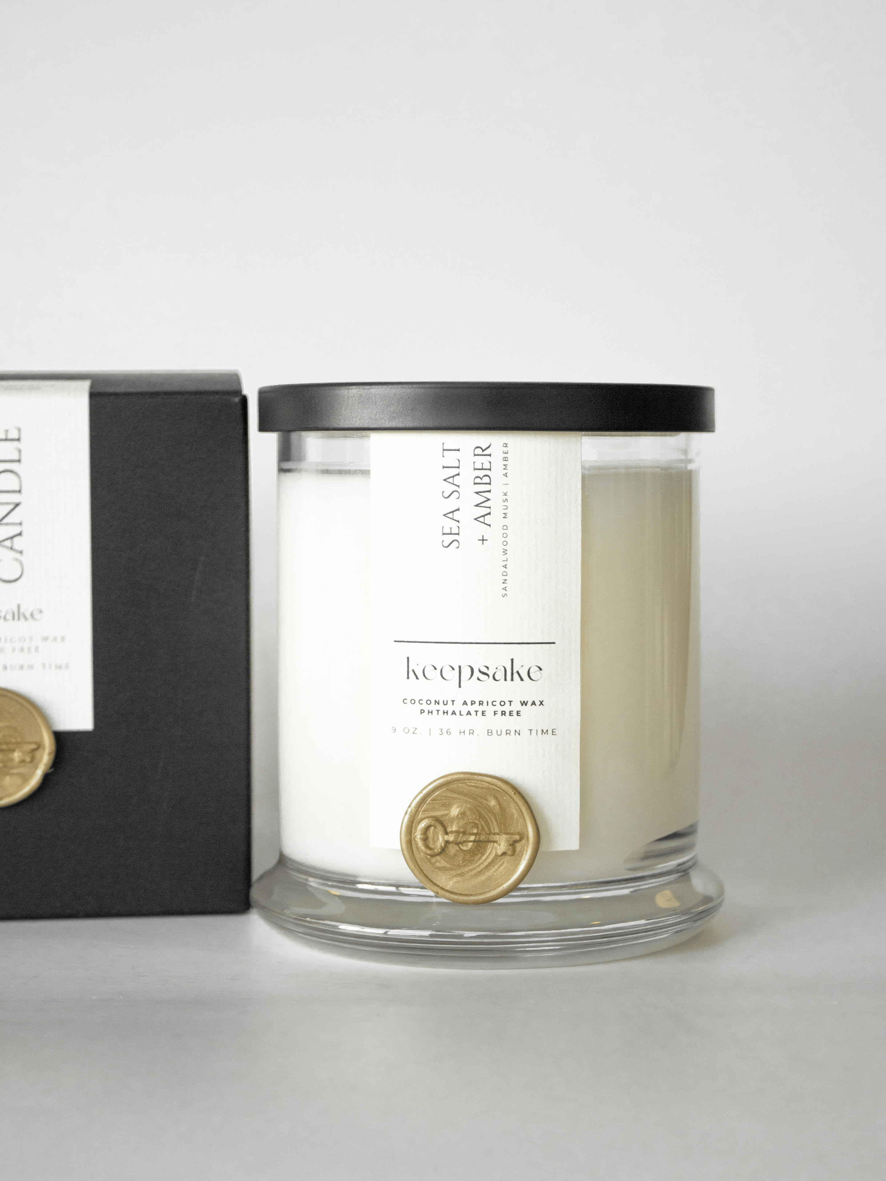 Keepsake Candle | Curated – wholesale Jar/filled candle – 9 oz. Luxury Candle - Sea Salt + Amber4