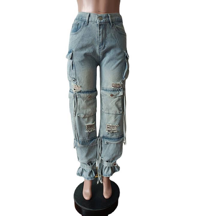 MB Fashion Wholesale - Wholesale Jeans - Women's - MB FASHION ELASTICATED WAIST DENIM PANTS 8483LY