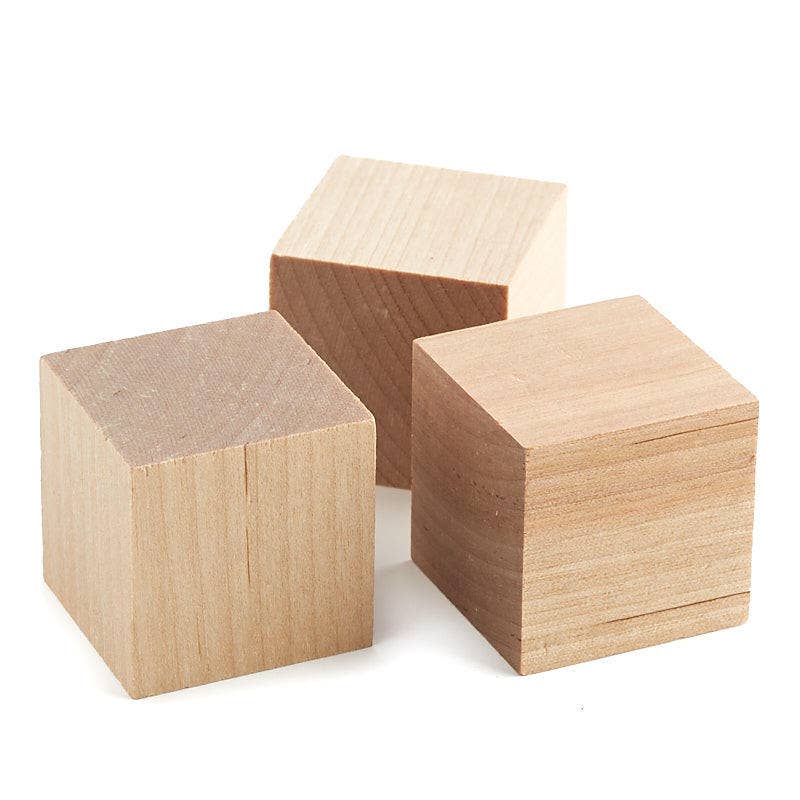 Factory Direct Craft - Wholesale Cutouts - 1-3/4" Unfinished Wooden Cubes - Pack of 8 Wood Blocks3