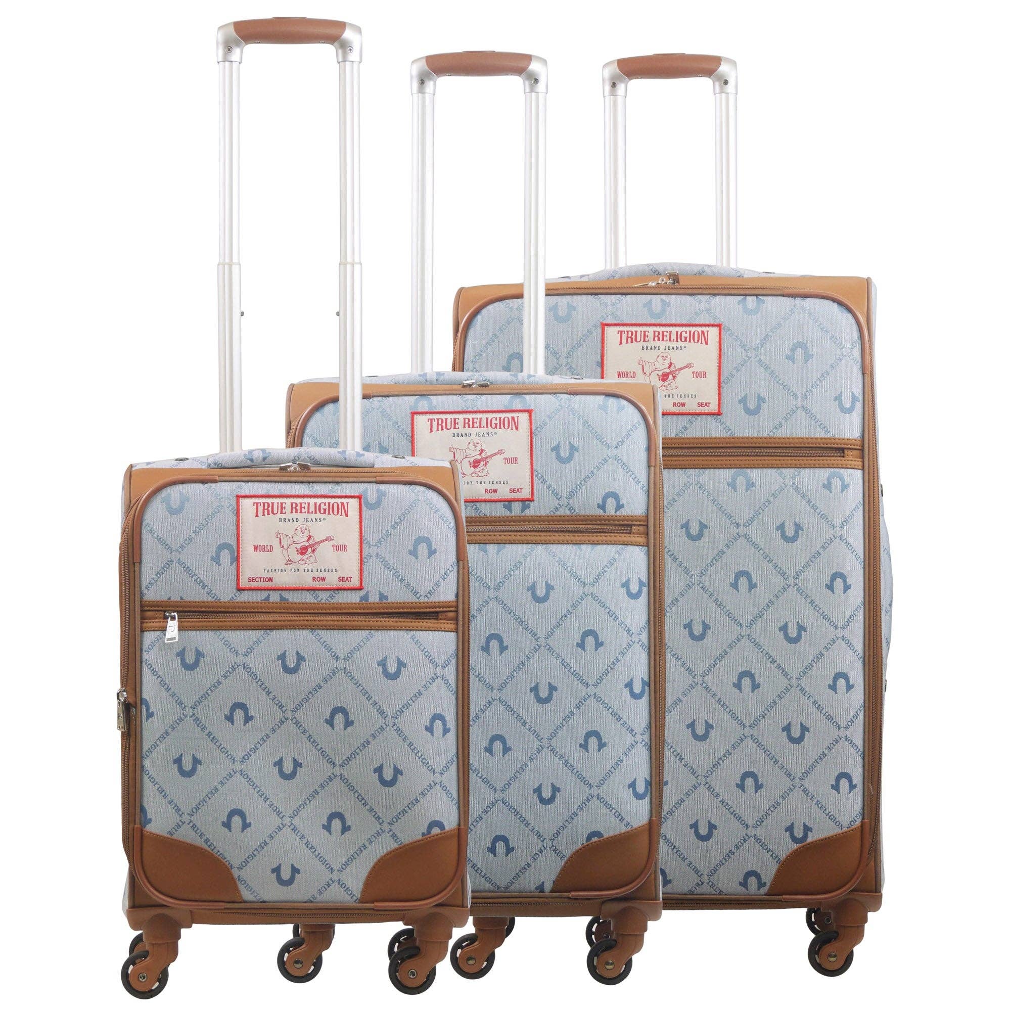 True Religion - Wholesale Luggage - True Religion Soft Sided 3 pc spinner Luggage Set, DENIM1