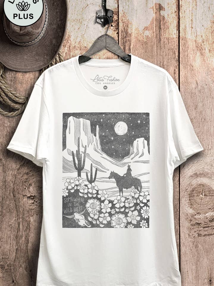Lotus Fashion Collection - Wholesale Screen Printed T-Shirt - Women's - Somewhere In The Wild West Graphic Top1
