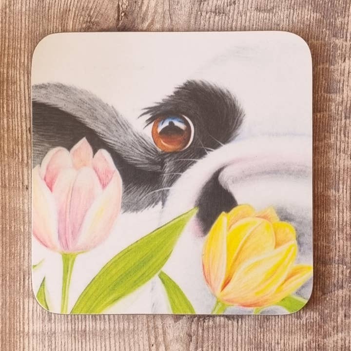 Firkantet Melamin Coaster 'Tulip Moo' for engroshandel hos Lucy's Farm