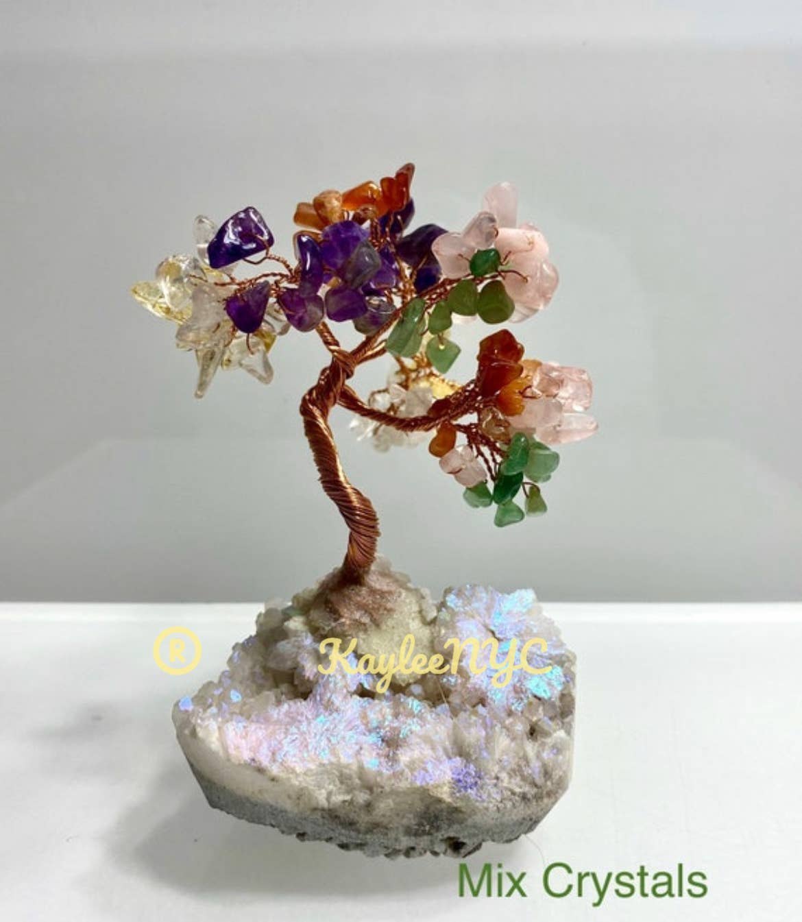 KayleeNYC - Wholesale Spiritual Stone/Crystal - Bonsai Tree with Angel Aura Base Crystal2
