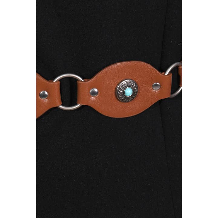 Anarchy Street - Wholesale Belt - Women's - Faux Leather Western Concho Chain Link Fashion Belt