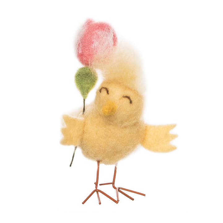 Easter Chick & Tulip Flower Decorative Figurine for wholesale by C&F Home