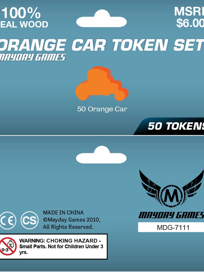 Orange Car/Automobile Token Set (50 pack) for wholesale by Mayday Games