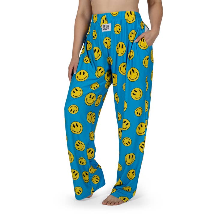 BRIEF INSANITY - Vente Bas de pyjama – femme - Pantalon de salon à motif Smiley Face1