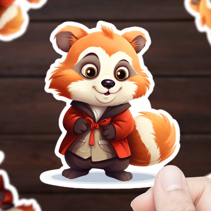 Pegatina de panda rojo con bata roja para venta al por mayor de Mystical Clarity