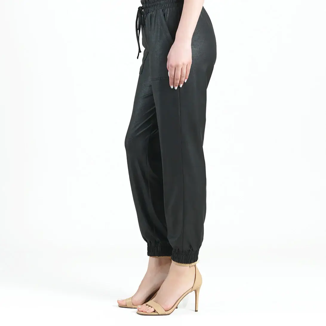 Black PT44L - Liquid Leather ™ Drawstring Jogger Pant for wholesale on Faire4