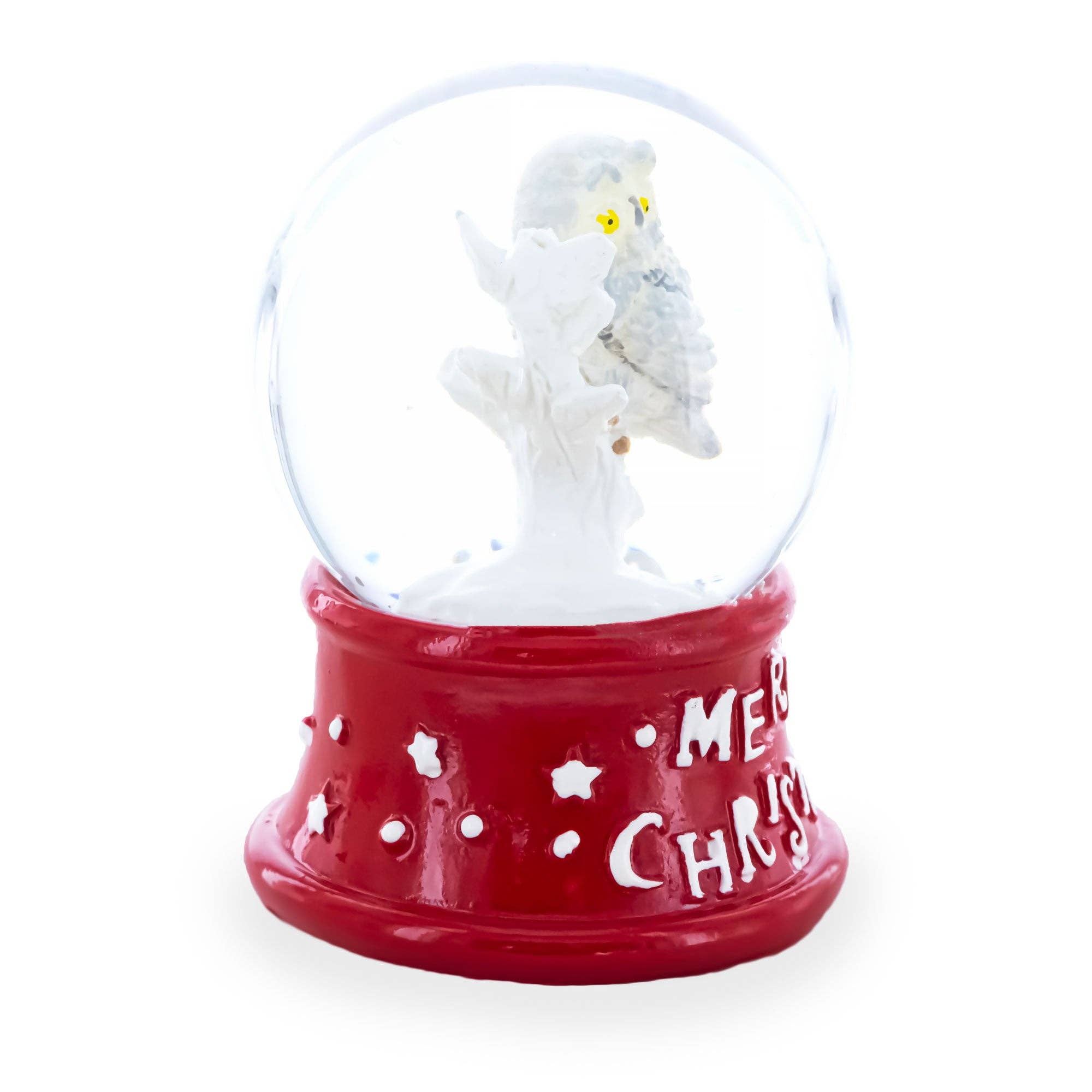 BestPysanky - Wholesale Snow Globe - White Owl Perched on Red Base Mini Water Snow Globe3