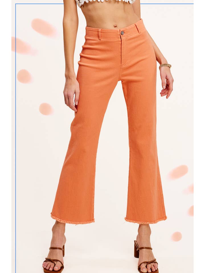 La Miel – Calças - Mulher por atacado – MCP3113-Calças Flare elástica de Cintura Alta Lavada e Macio1