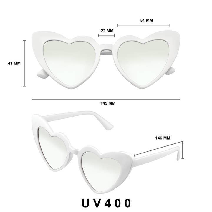 Emblem Eyewear – wholesale Sunglasses – Women's – Oversize Cat Eye Heart Shape Mirrored Lens Sunglasses5