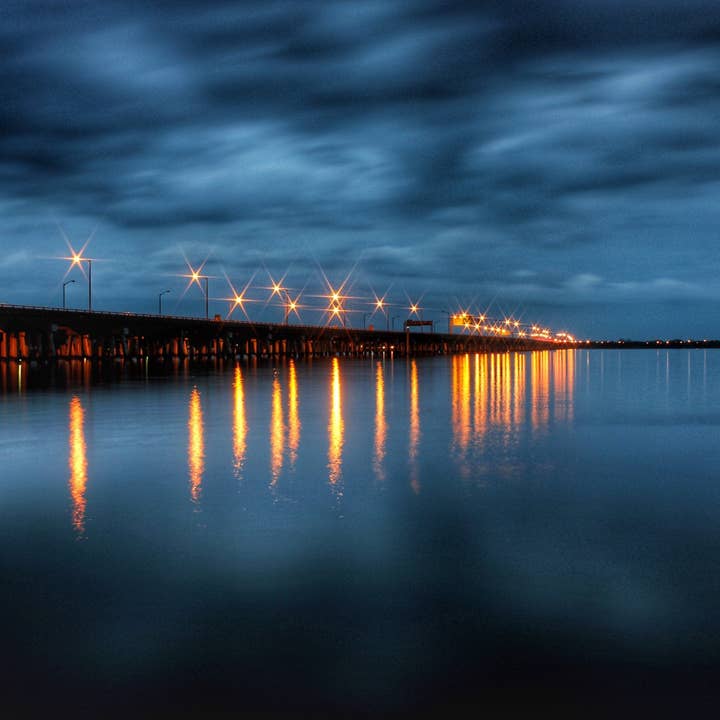 HRBT at Night, Norfolk, VA 8x10 Photo Print for wholesale by The Local Print Shoppe