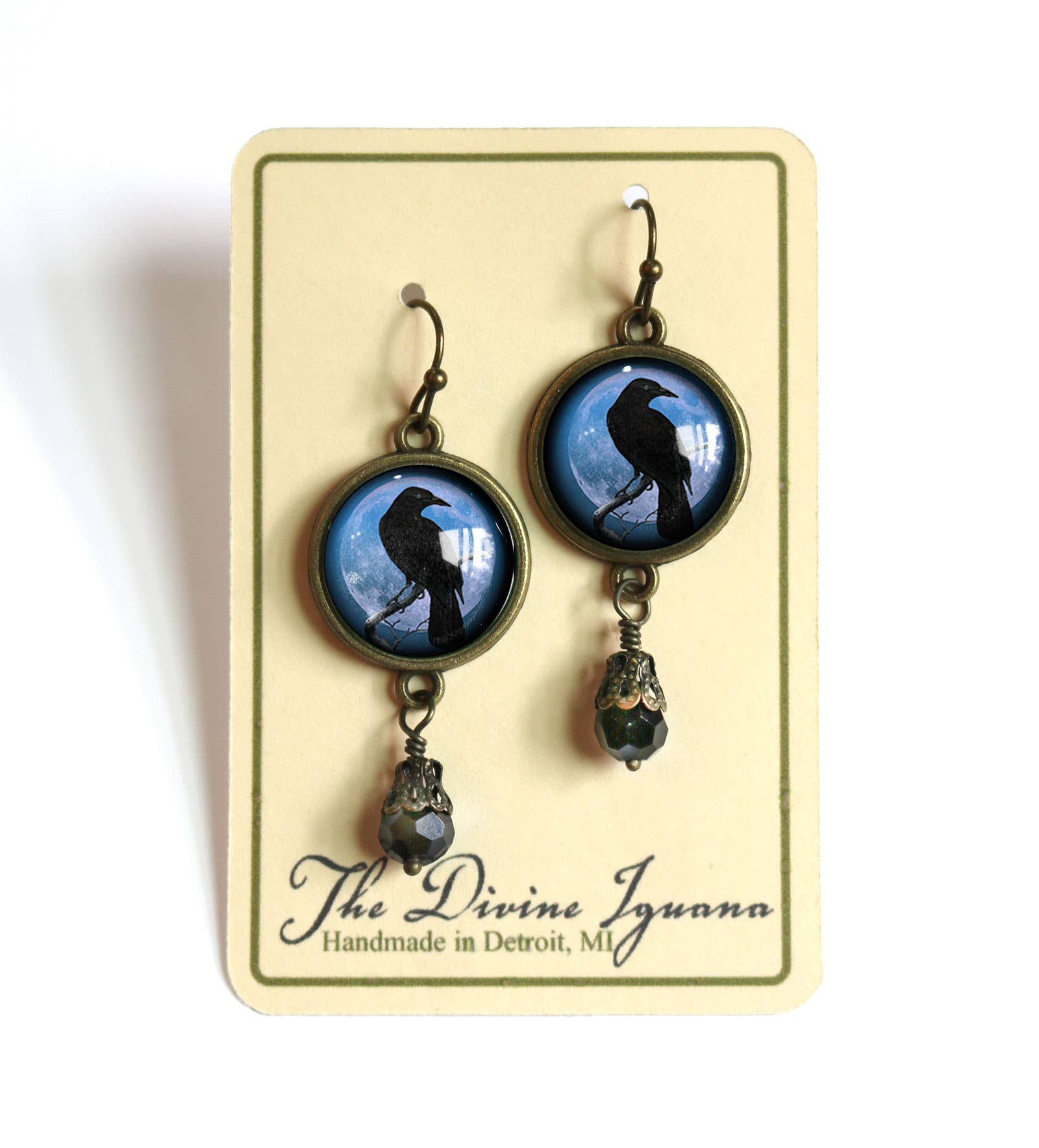 The Divine Iguana - Wholesale Dangle Earrings - Purple Crow or Raven Goth Halloween Earrings1