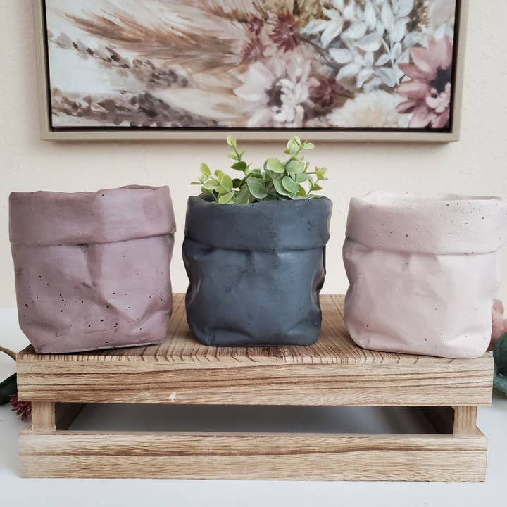 Concrete Paper Bag Planter With Drainage for wholesale by House Americana