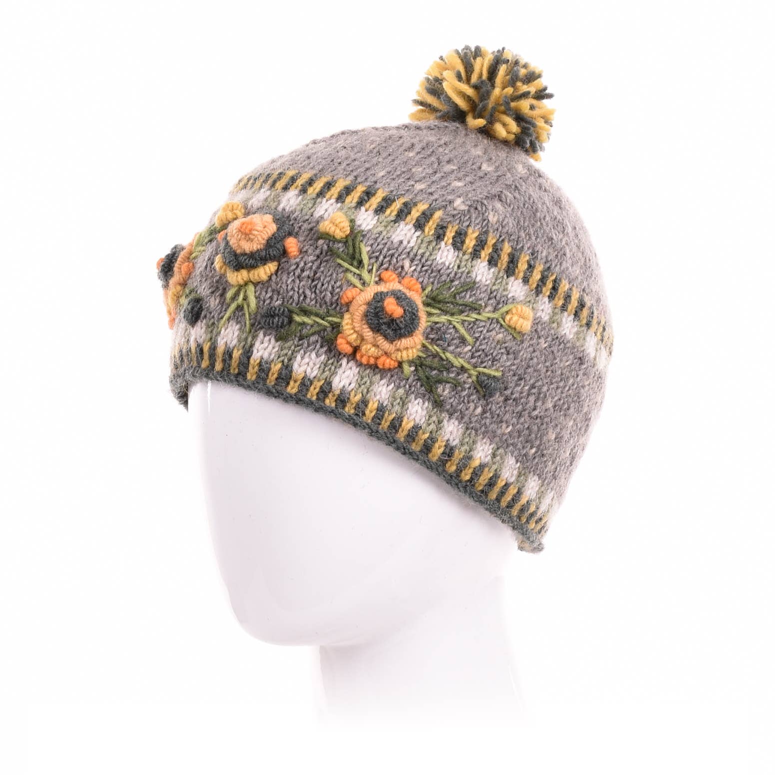 Lost Horizons Knitwear – Ships from USA - Wholesale Beanie - Women's - Aubrey Hand Knit Wool Beanie | Embroidered Floral Hat11