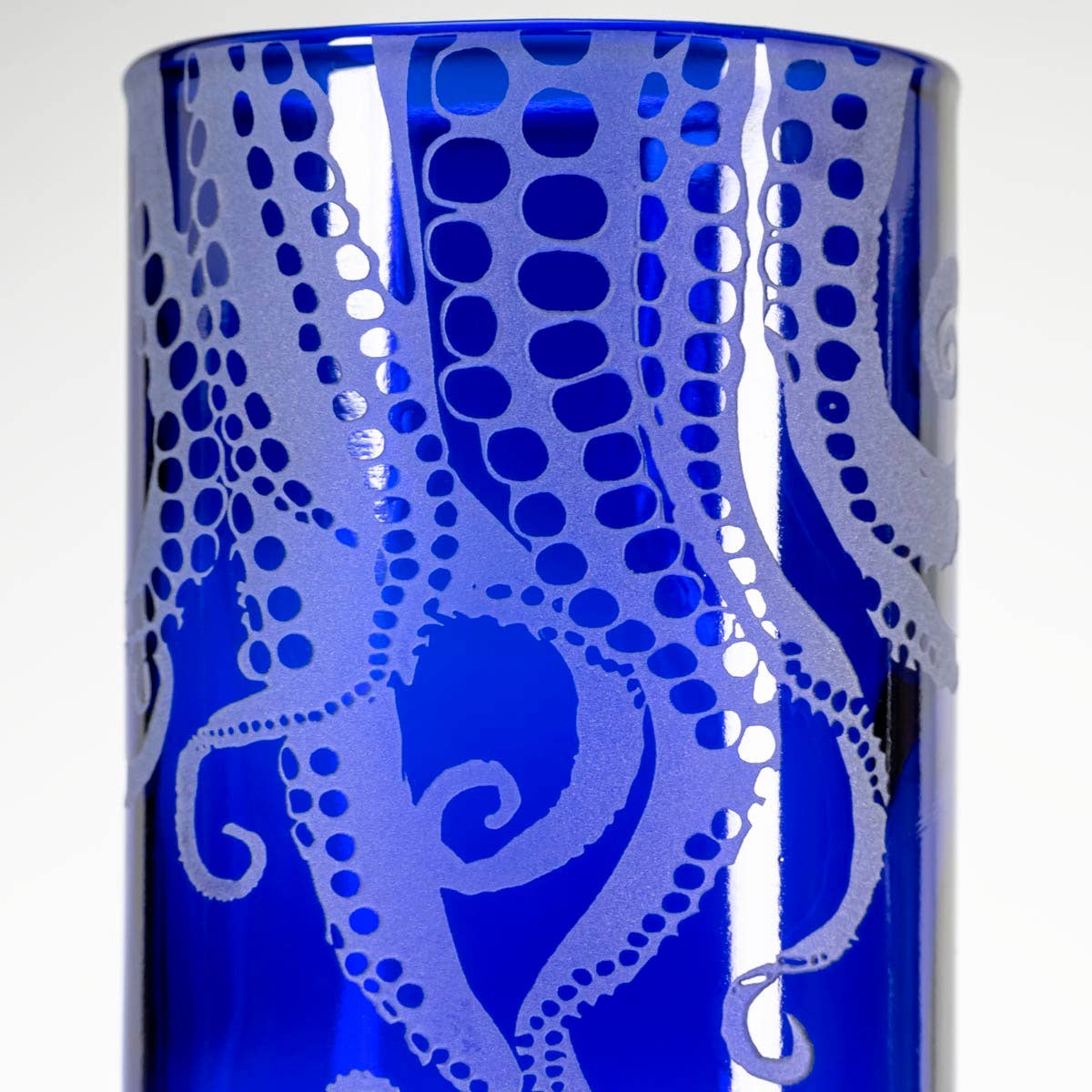 Rolf Glass - Wholesale Drinking Glass/Cup - Upcycled Oscar Octopus 12oz Blue Repurposed Tumbler1