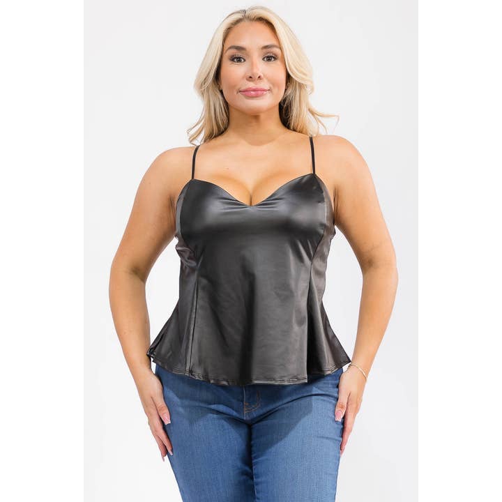 PLUS SIZE NEPLEER SWEETHEART NEK PEPLUM TANKTOP voor wholesale door Curve Market