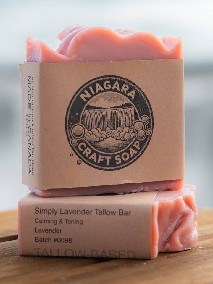 Simply Lavender Tallow Bar for wholesale by Niagara Craft Soap
