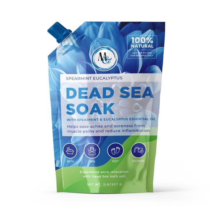 Dead Sea Spearmint Eucalyptus Mineralsalt til bad, spa, brusebad - Rent og naturligt badesalt til fodblødgøring, betændelse, hudpleje - Uparfumeret groft salt udvundet fra Dødehavet... for engroshandel hos Marco Esra