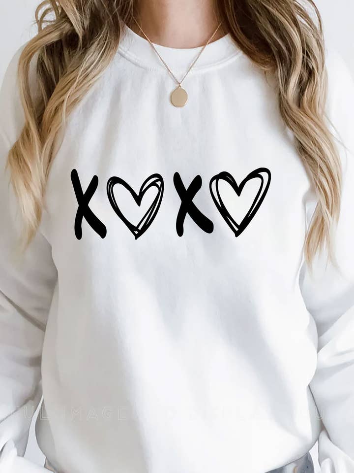 XOXO Love Heart, Valentine, fleecesweatshirts met ronde hals, uniseks voor wholesale door Top Avenue