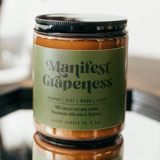 Manifest Grapeness for wholesale by Bahdē Candle Co.