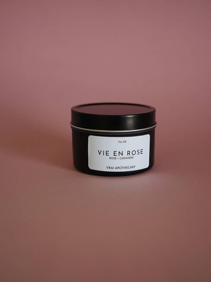 Tin Candle - Vie en Rose for wholesale by Vrai Apothecary