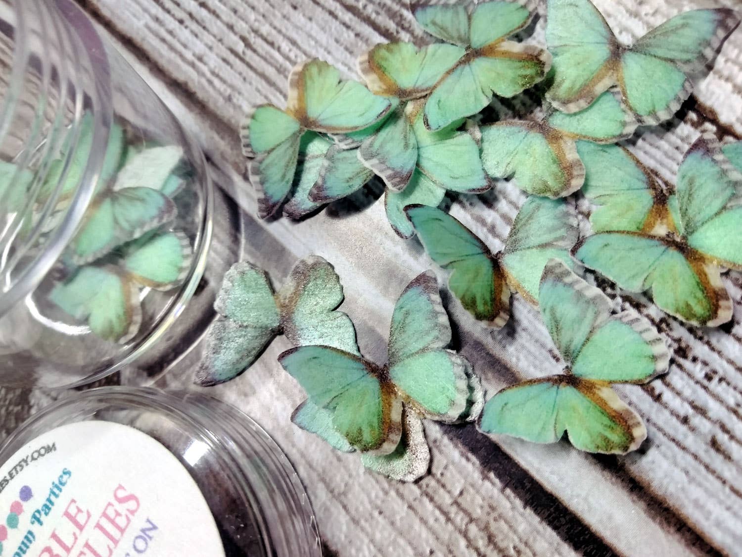 Homespun Parties - Wholesale Cake Decorating Kit - Mini Green Butterflies Wafer Paper Edible Cake Decorations1